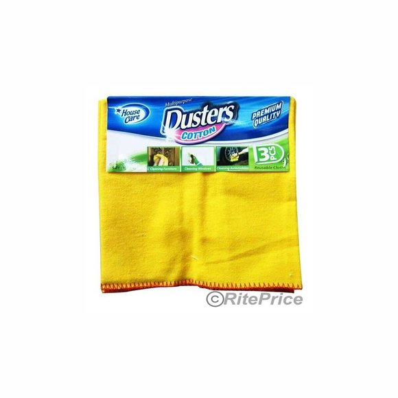 12 PCS (4 Pack) 100% Pure Cotton Yellow Multi-Purpose Dusters Cleaning Cloths - Picture 3 of 11